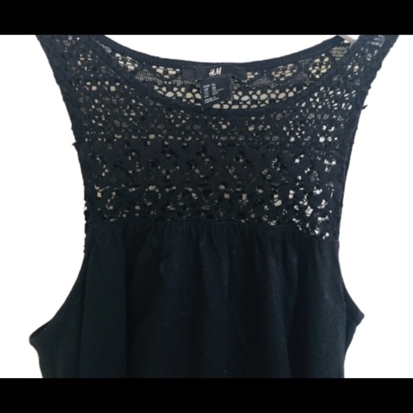 H&M Boho Sleeveless Crochet Dress With Tie Waist Black Size XS - Picture 8 of 10